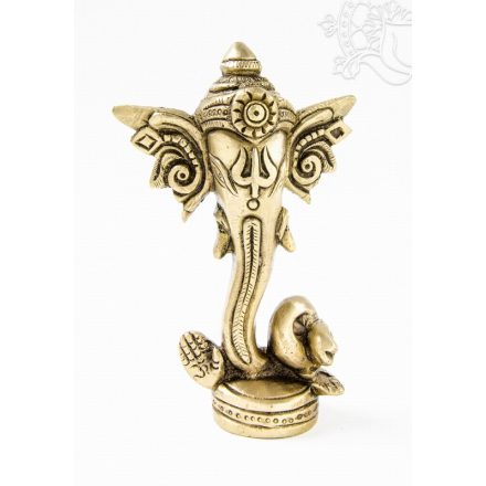 Ganesha absztrakt réz szobor, matt sárga - 12 cm