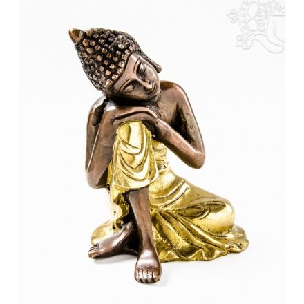 Gondolkodó Buddha, réz, arany-bronz - 16 cm