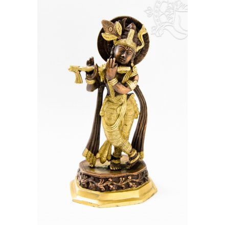 Krishna réz szobor, arany - bronz - 25 cm