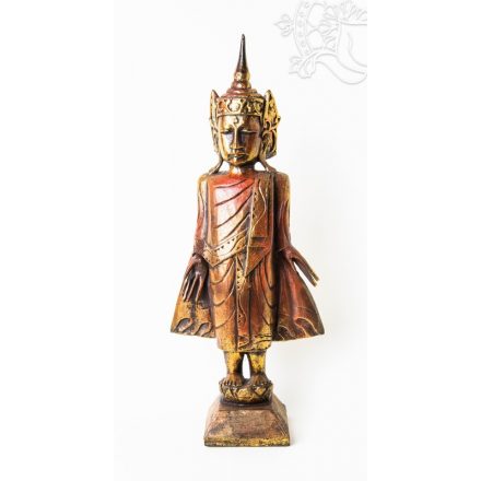 Álló Buddha fa faragott szobor - 55 cm 