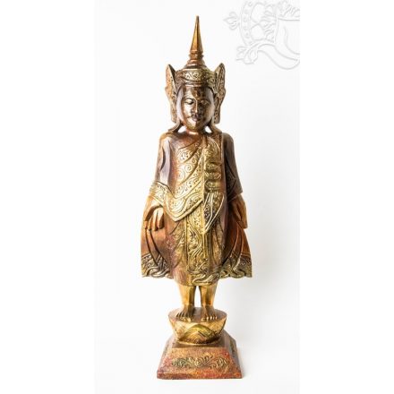 Álló Buddha fa faragott szobor - 65 cm 