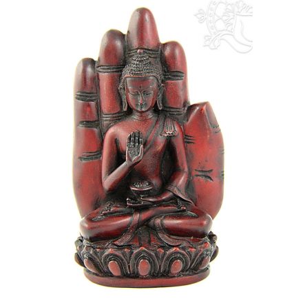 Áldó Buddha kézben vörös színű - 16 cm