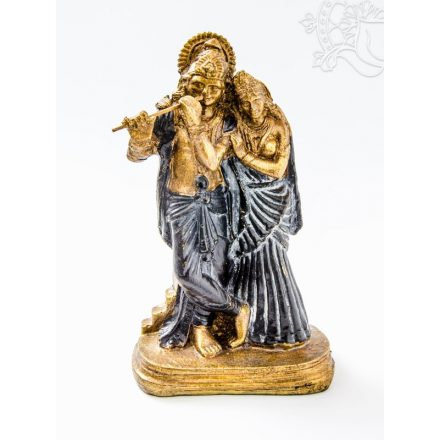 Radha Krishna színes rezin szobor - 20 cm