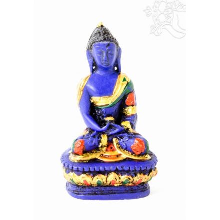 Amitabha Buddha kézzel festett rezin szobor - 9 cm