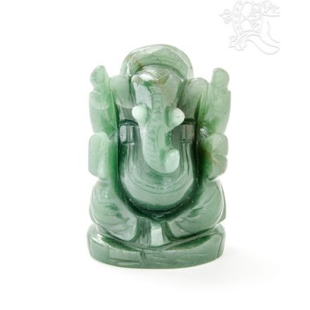 Ganesha zöld jade kristály szobor - 10 cm