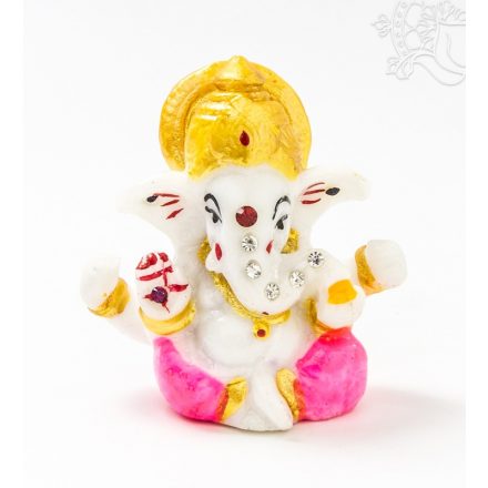 Ganesha színes rezin szobor, köves - 6 cm 