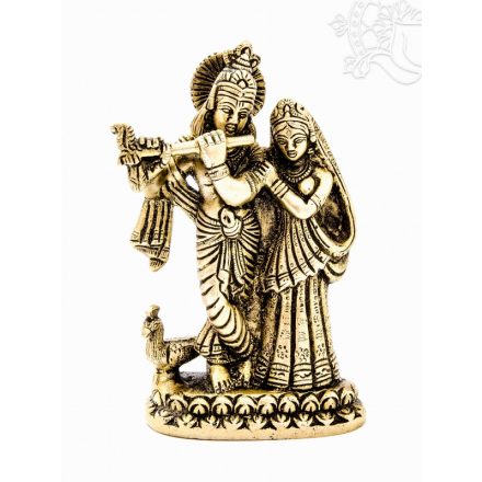 Radha Krishna réz szobor, matt sárga - 14 cm