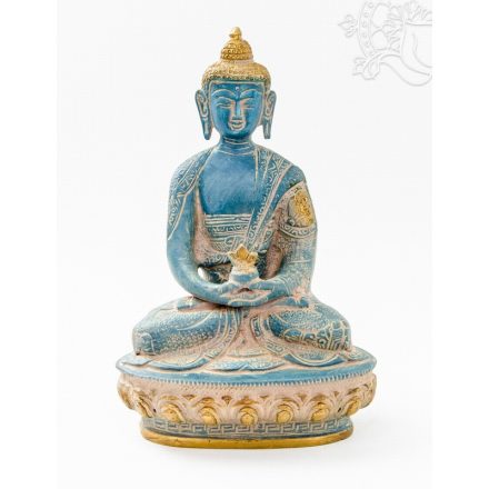 Amitabha Buddha szobor, arany-türkiz - 21 cm