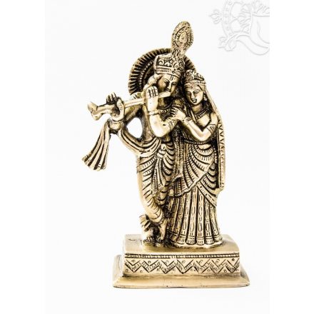 Radha Krishna réz szobor, matt sárga - 22 cm