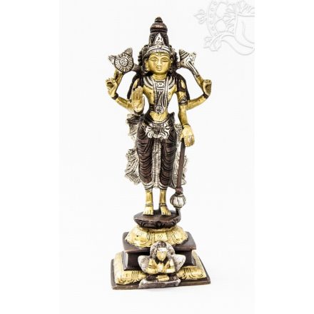 Vishnu réz szobor, arany-ezüst-bronz - 22 cm