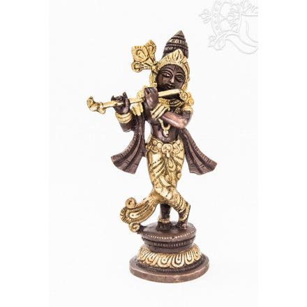 Krishna réz szobor, arany - bronz - 22,5 cm