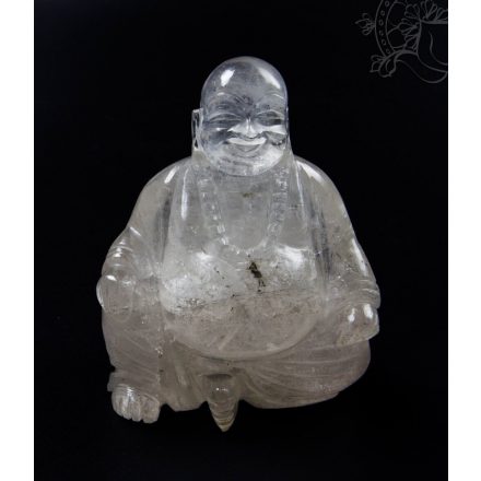 Nevető Buddha hegyikristály szobor - 12 cm