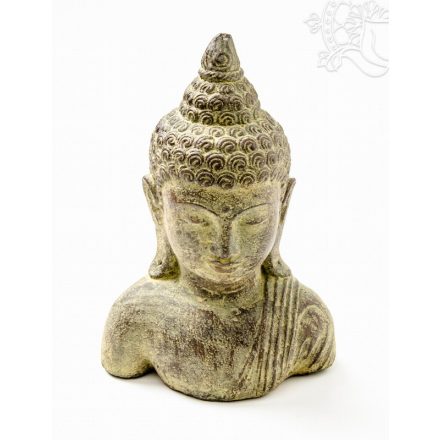 Buddha mellplasztika láva kő szobor - 20 cm