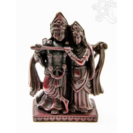 Radha Krishna, vörös színű, rezin szobor - 13 cm