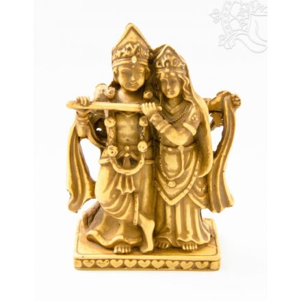 Radha Krishna, csont színű, rezin szobor - 13 cm