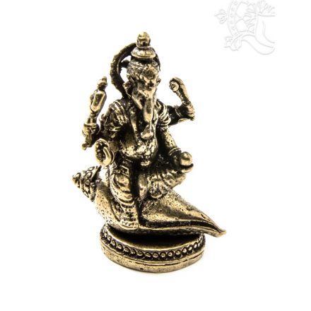 Ganesha kagylón réz mini szobor - 3 cm