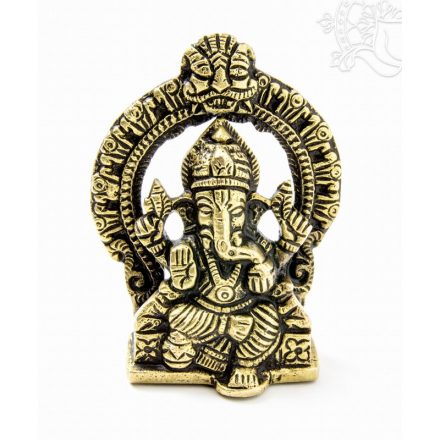 Ganesha trónon réz szobor - 8 cm