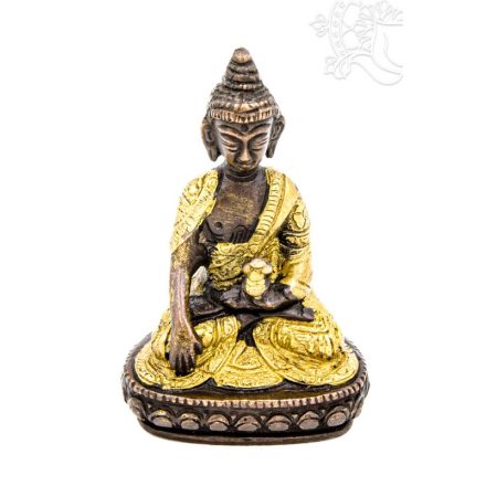 Shakyamuni Buddha réz szobor, arany-bronz - 9,5 cm