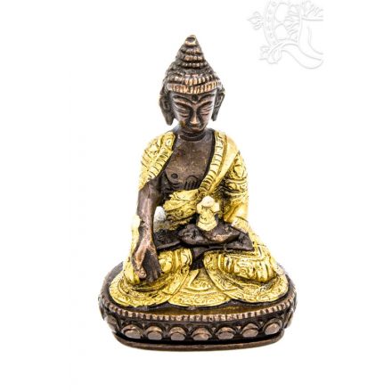 Gyógyító Buddha réz szobor, arany-bronz - 9,5 cm