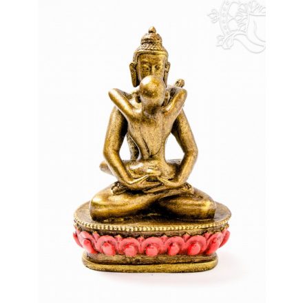 Buddha és Shakti (Samantabhadra) színes rezin szobor - 16 cm