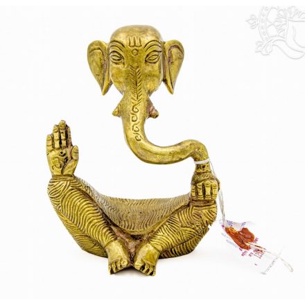 Ganesha absztrakt réz szobor, matt sárga - 15 cm