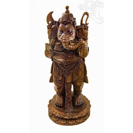 Ganesha álló fa szobor, nagyméretű - 65 cm