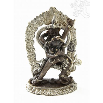 Vajradhara a párjával réz szobor ezüst-antikolt, prémium minőség - 11 cm