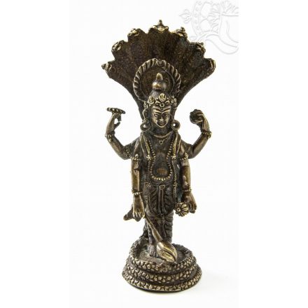 Vishnu réz szobor, antikolt prémium minőség - 15 cm