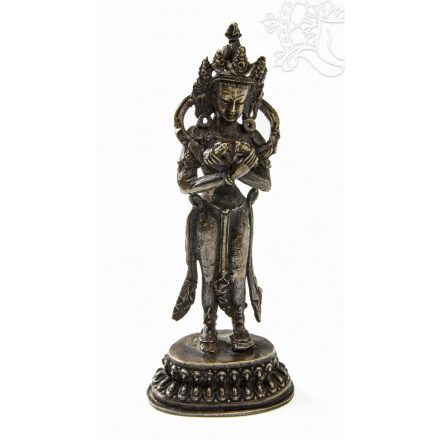 Álló Manjushri réz szobor, antikolt prémium minőség - 17 cm