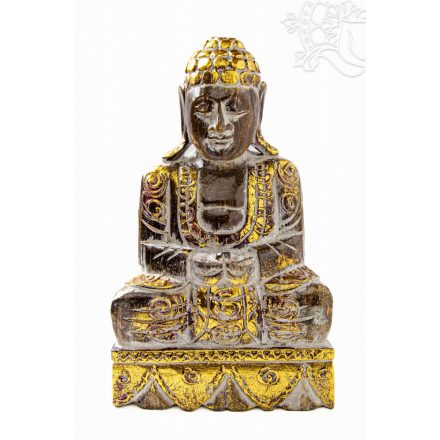 Buddha fa faragott szobor - 30 cm