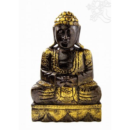 Buddha fa faragott szobor - 30 cm