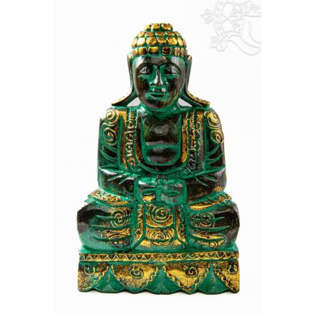 Buddha fa faragott szobor - 30 cm