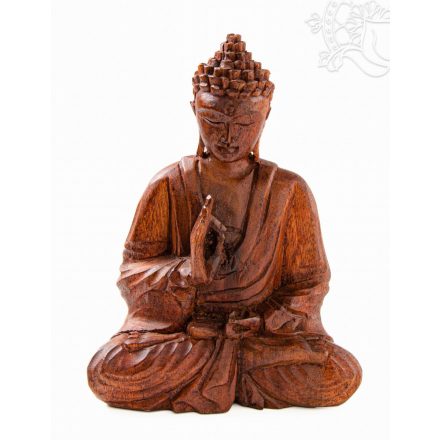 Áldó Buddha fa faragott szobor - 22 cm