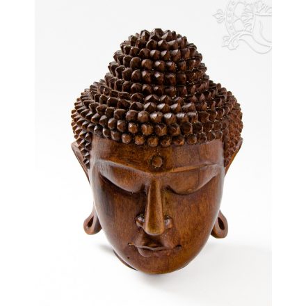 Buddha fej fa faragott szobor - 20 cm