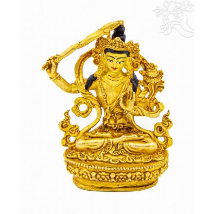 Manjushri, teljesen aranyozott szobor - 8 cm