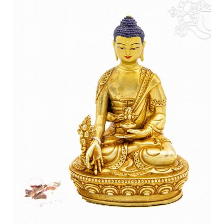 Gyógyító Buddha, teljesen aranyozott prémium minőségű szobor - 10 cm