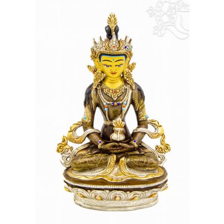 Buddha Amitayus (Tsepagme), félig aranyozott szobor - 22 cm