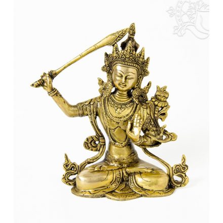 Manjushri réz szobor, sárga - 27 cm