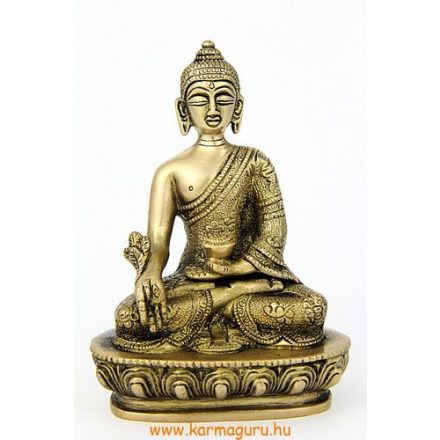 Gyógyító Buddha szobor réz, matt sárga - 14 cm