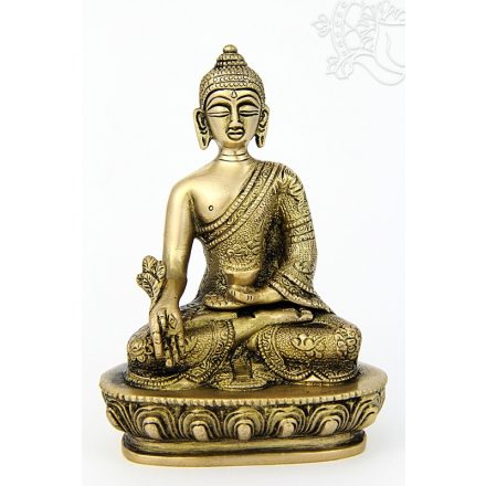 Gyógyító Buddha szobor réz, matt sárga - 14 cm