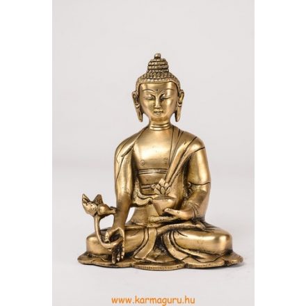 Gyógyító Buddha szobor réz, alj nélkül, matt sárga - 16 cm