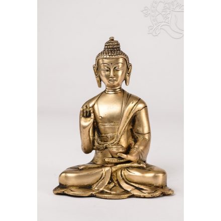 Áldó Buddha szobor réz, alj nélkül, matt sárga - 16 cm