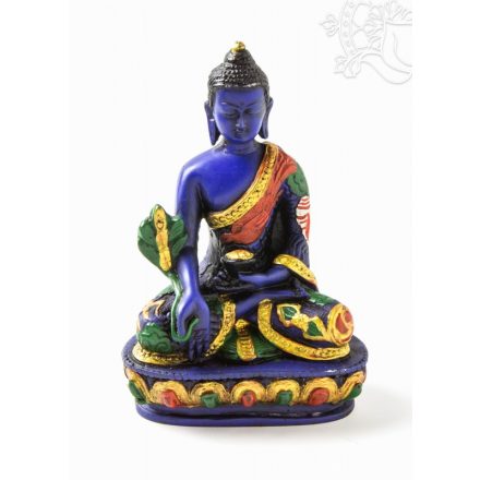 Gyógyító Buddha kézzel festett rezin szobor - 13,5 cm