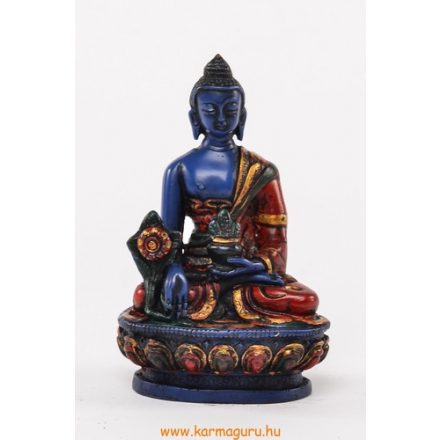 Gyógyító Buddha kézzel festett rezin szobor- 11 cm