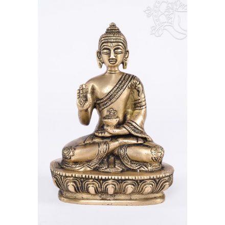 Áldó Buddha réz, matt sárga színű - 14 cm