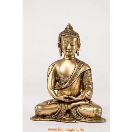 Amitabha Buddha réz, alj nélkül, matt sárga - 20 cm