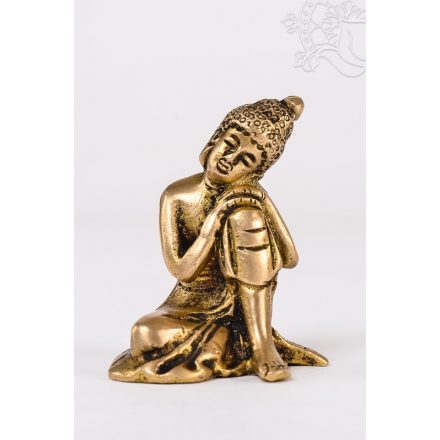 Gondolkodó Buddha réz matt sárga - 6 cm