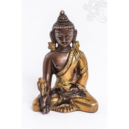 Gyógyító Buddha szobor, arany-bronz - 8 cm