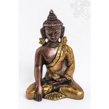 Shakyamuni Buddha szobor réz, alj nélkül, arany és bronz - 8 cm