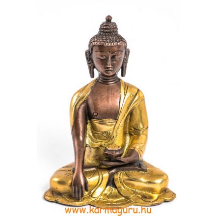 Shakyamuni Buddha szobor réz, alj nélkül, arany és bronz - 16 cm